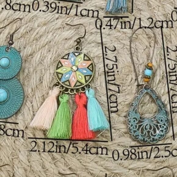 Tribal terracotta boho tassel earrings - Picture 4 of 4